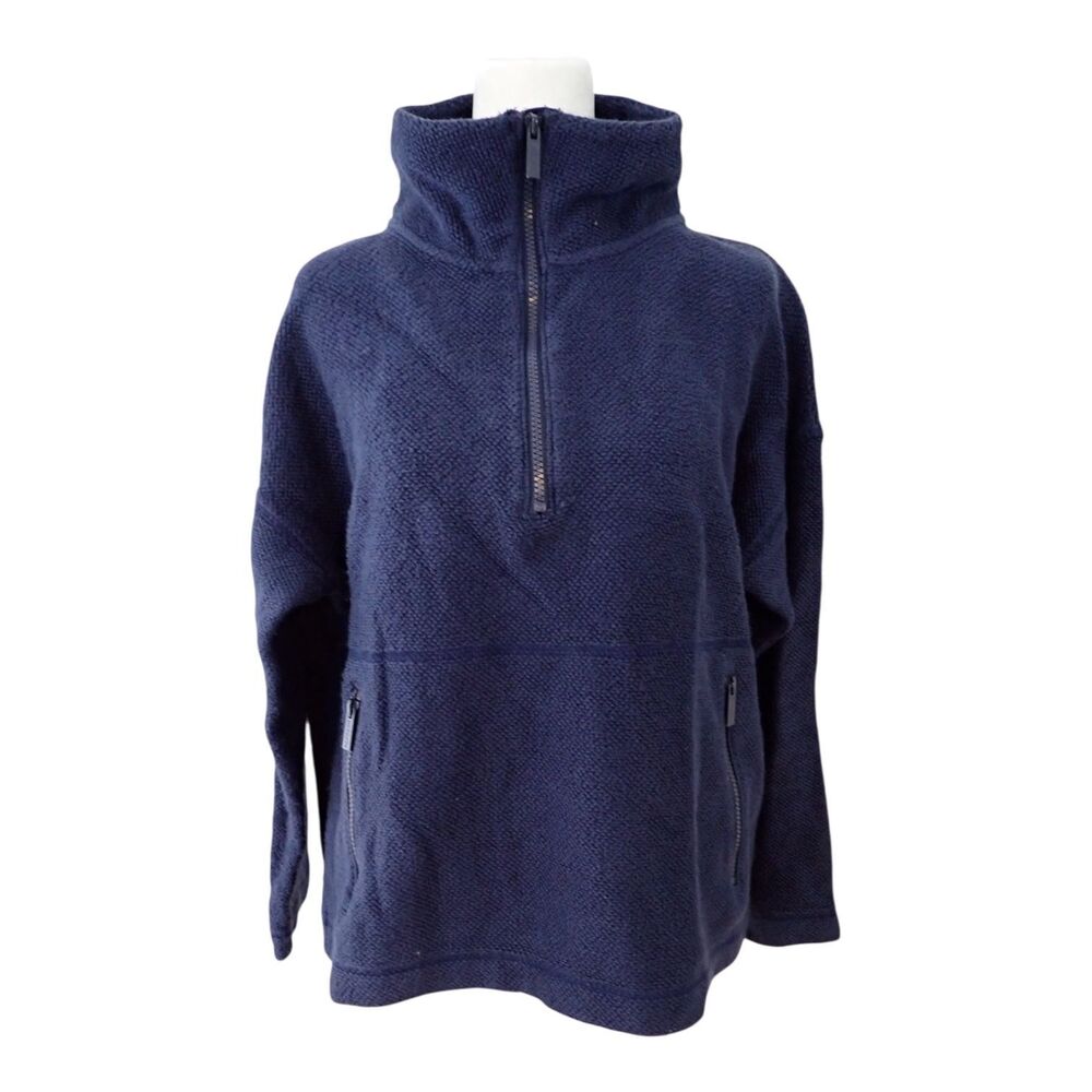 Fat Face Thea Half Zip Pullover Medium Fleece Textured Cozy Blue Pockets Casual